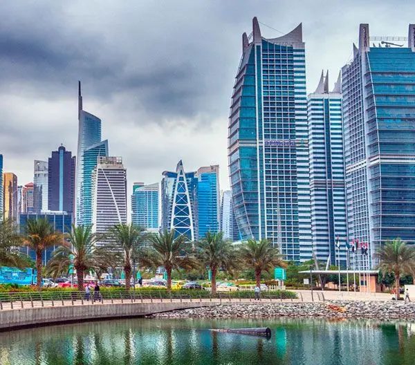 Jumeirah Lakes Towers office towers around the lake