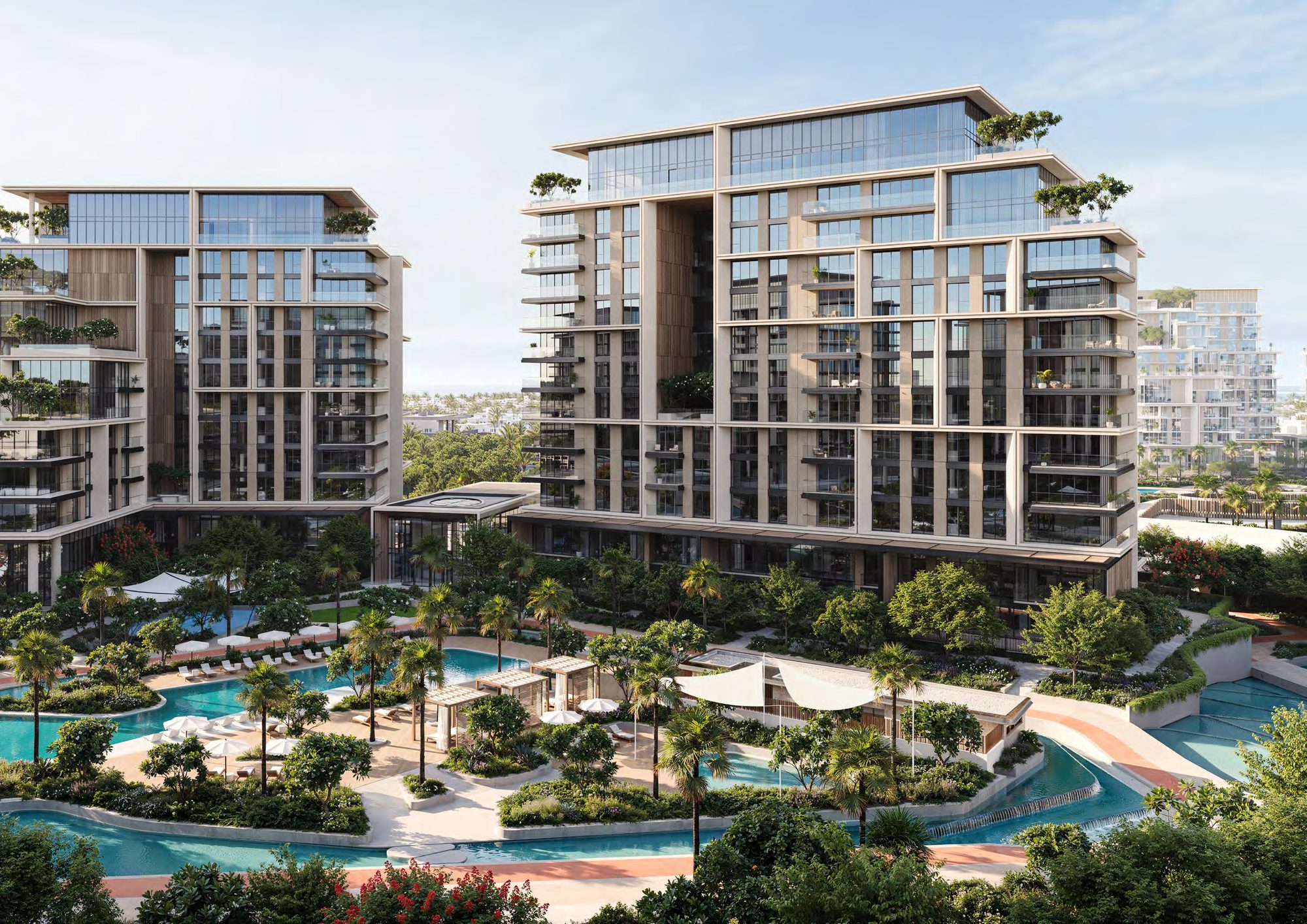 Swimming pools and lagoons between the residences at City Walk Crestlane