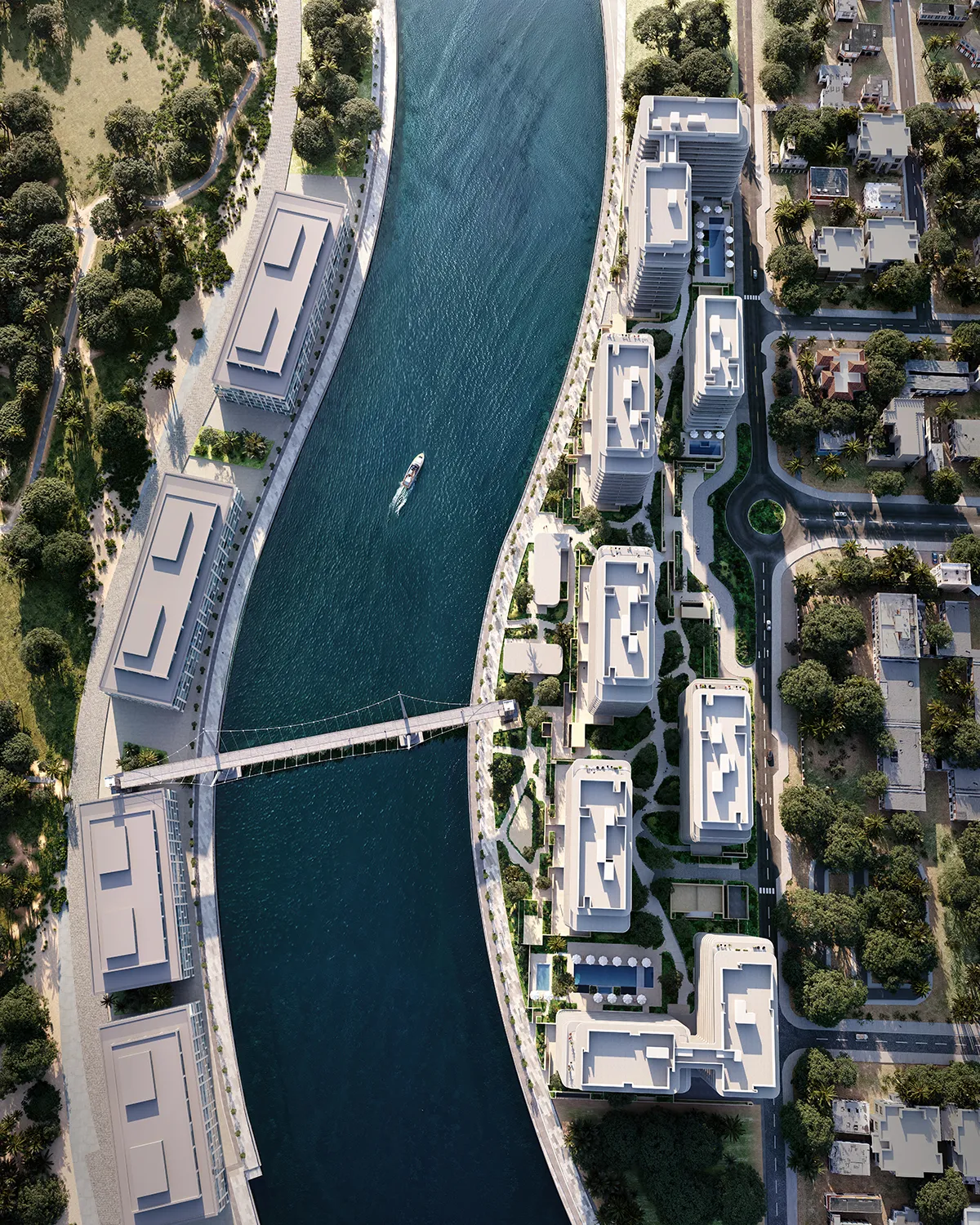 Aerial view of Eden House The Park along the Dubai Water Canal, between Al Wasl, Jumeirah and Downtown Dubai