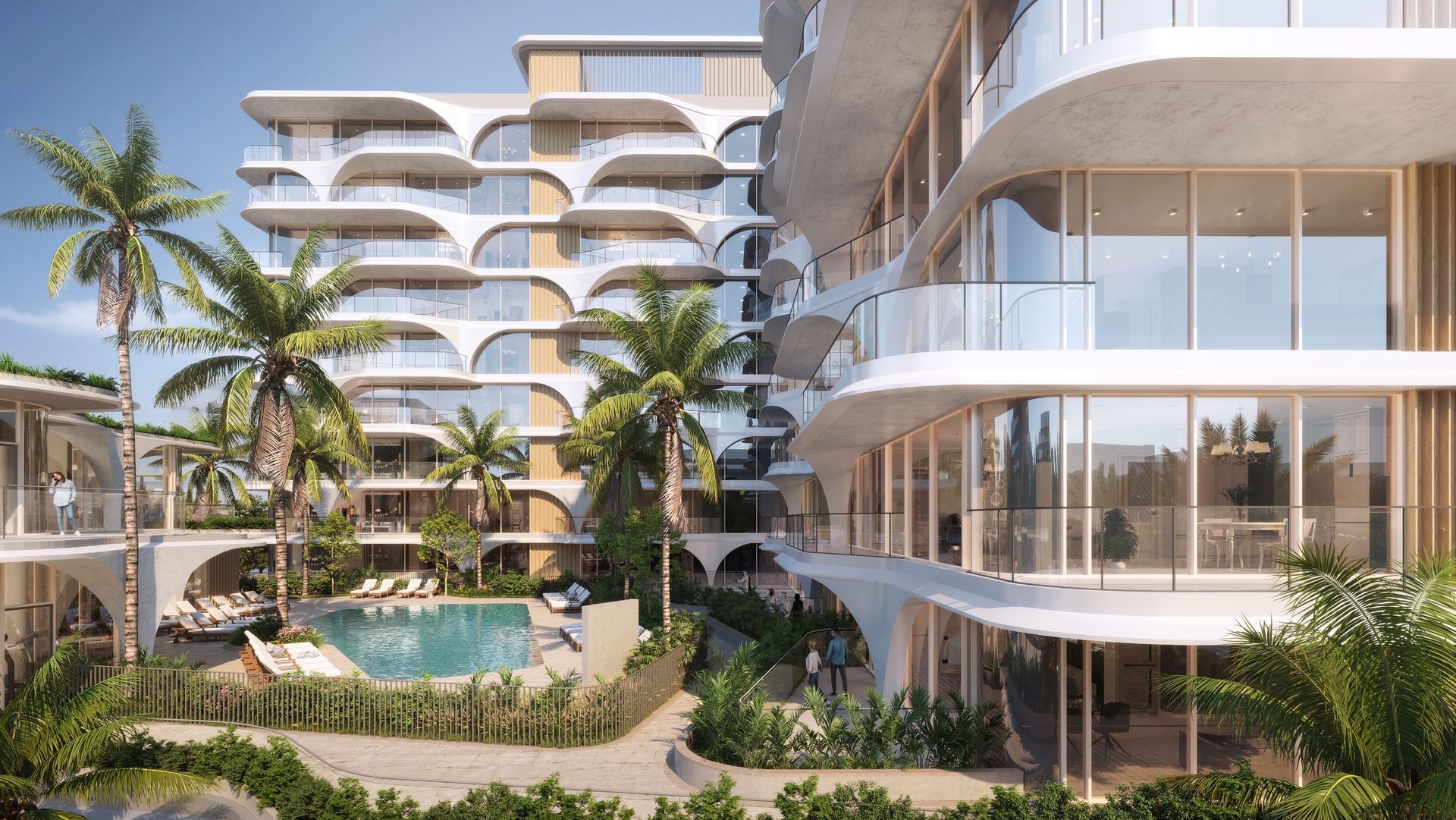 Residence balconies over the pool