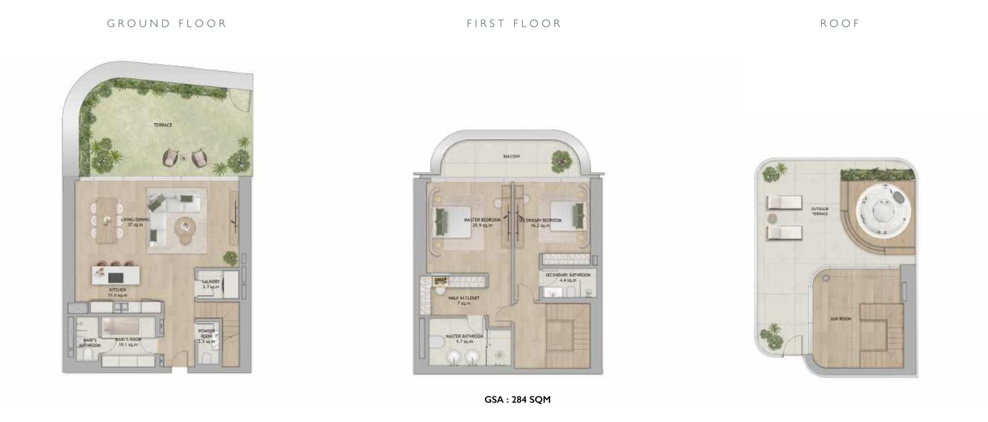 2 Bedroom + Maid Townhouse