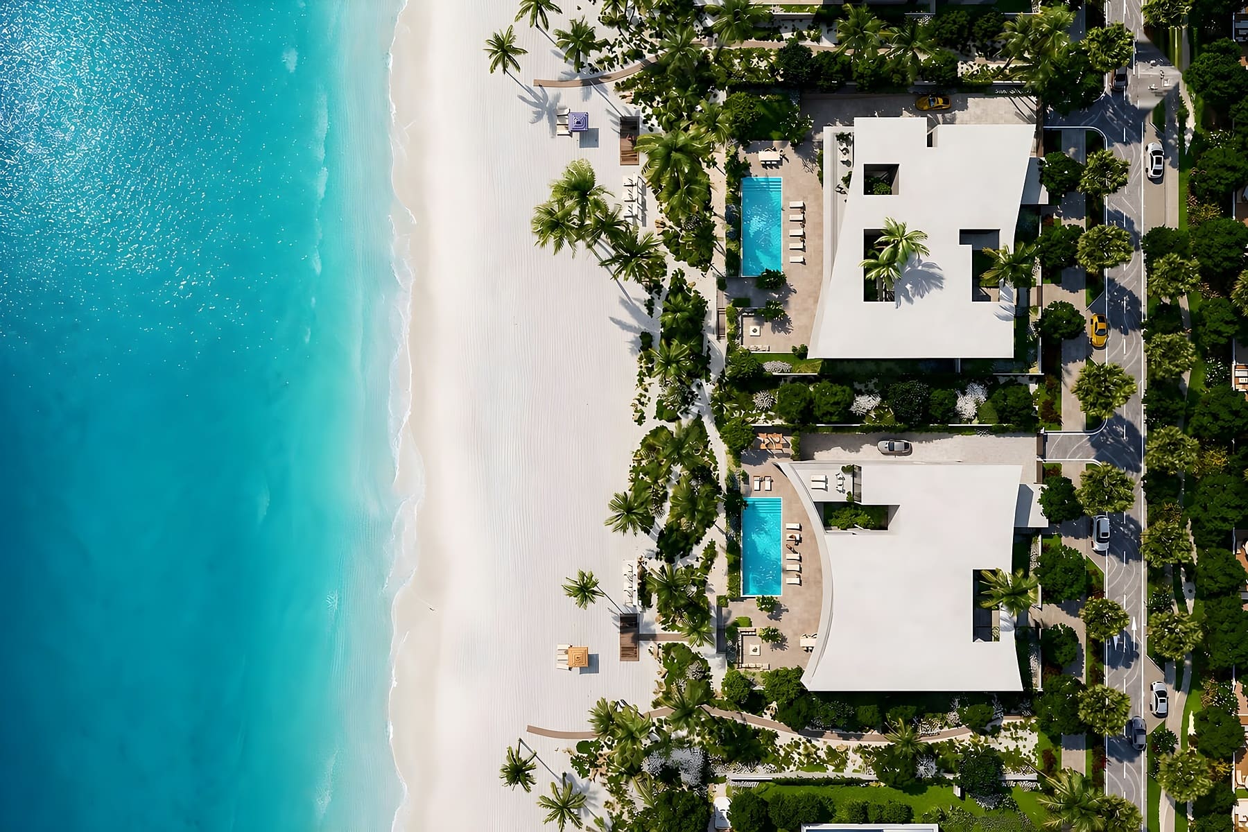 Beach villas from above