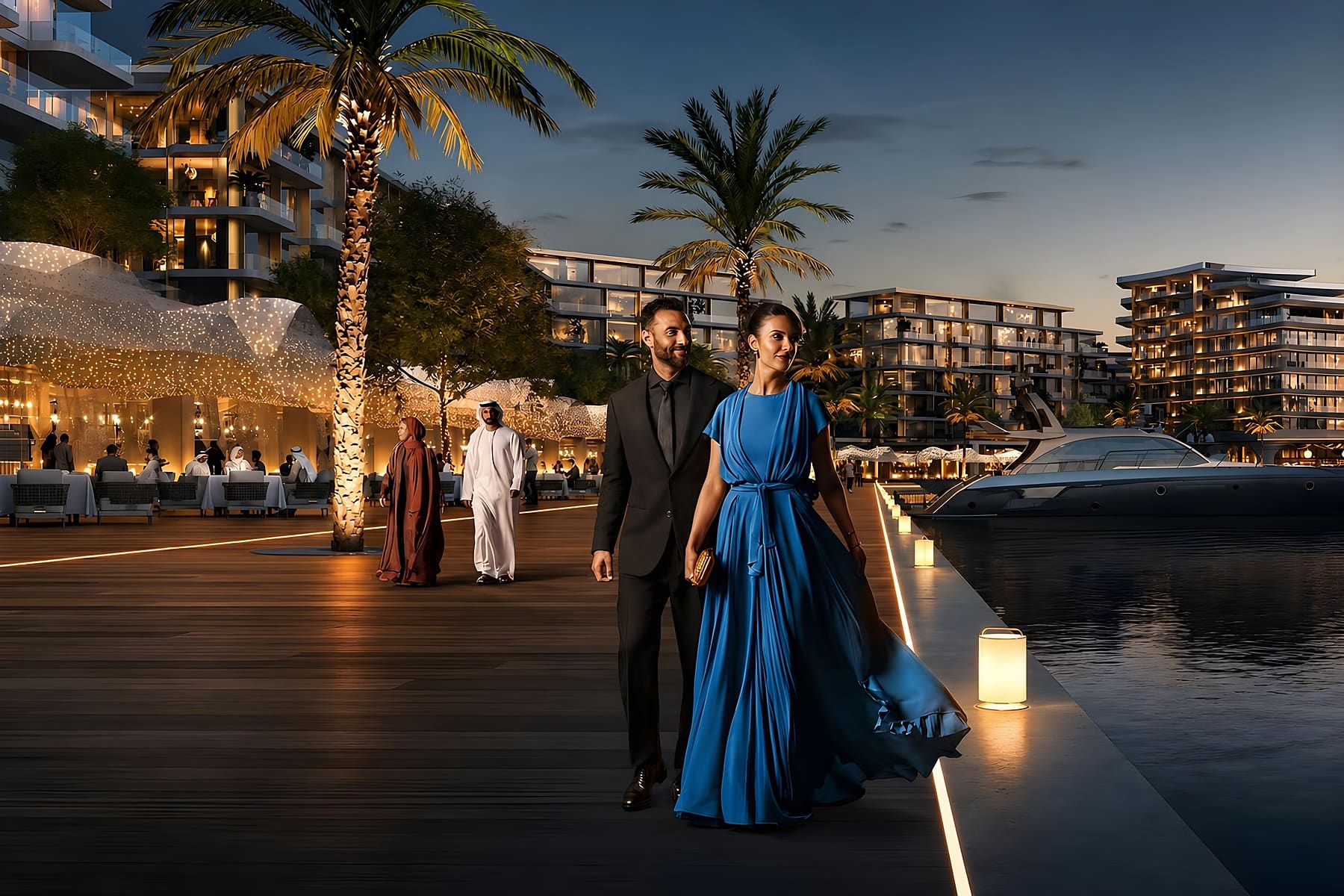 Promenade dining after dark