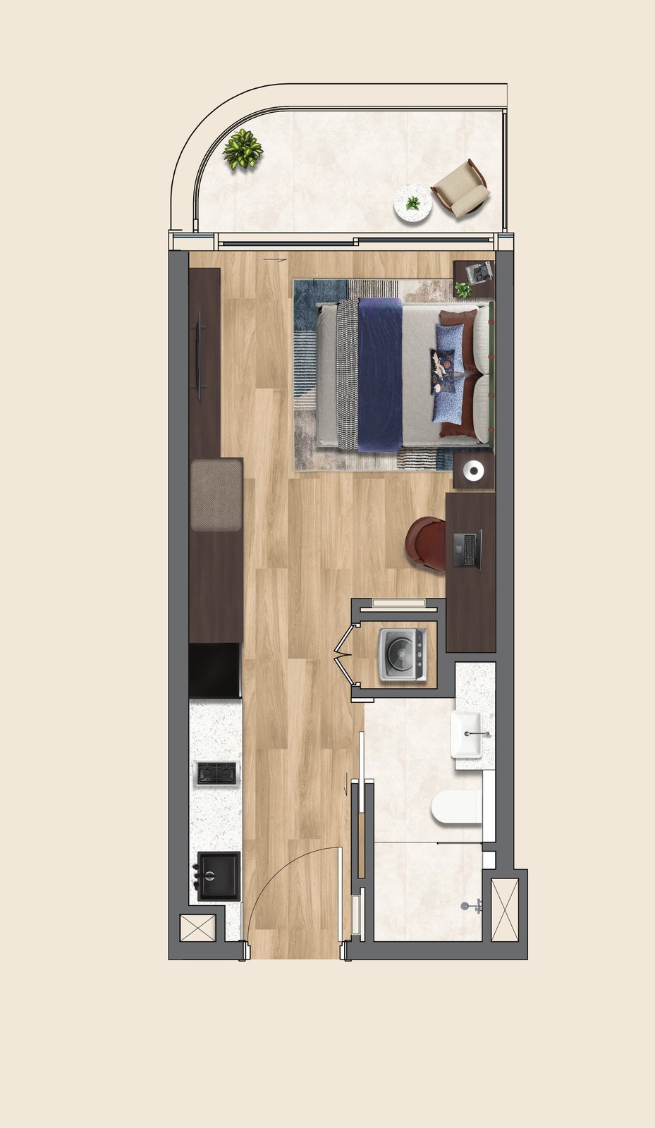 Typical studio layout — illustrative